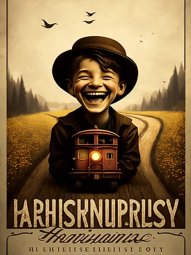 Poster boy with train